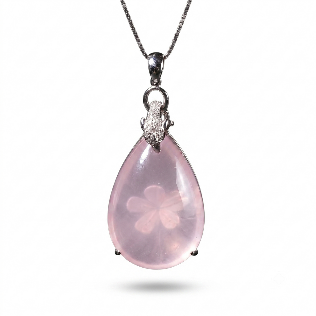 Mặt Dây Chuyền Thạch Anh Hồng Giọt Sương (Rose Quartz) — Dịu Dàng Gieo Mầm Yêu Thương