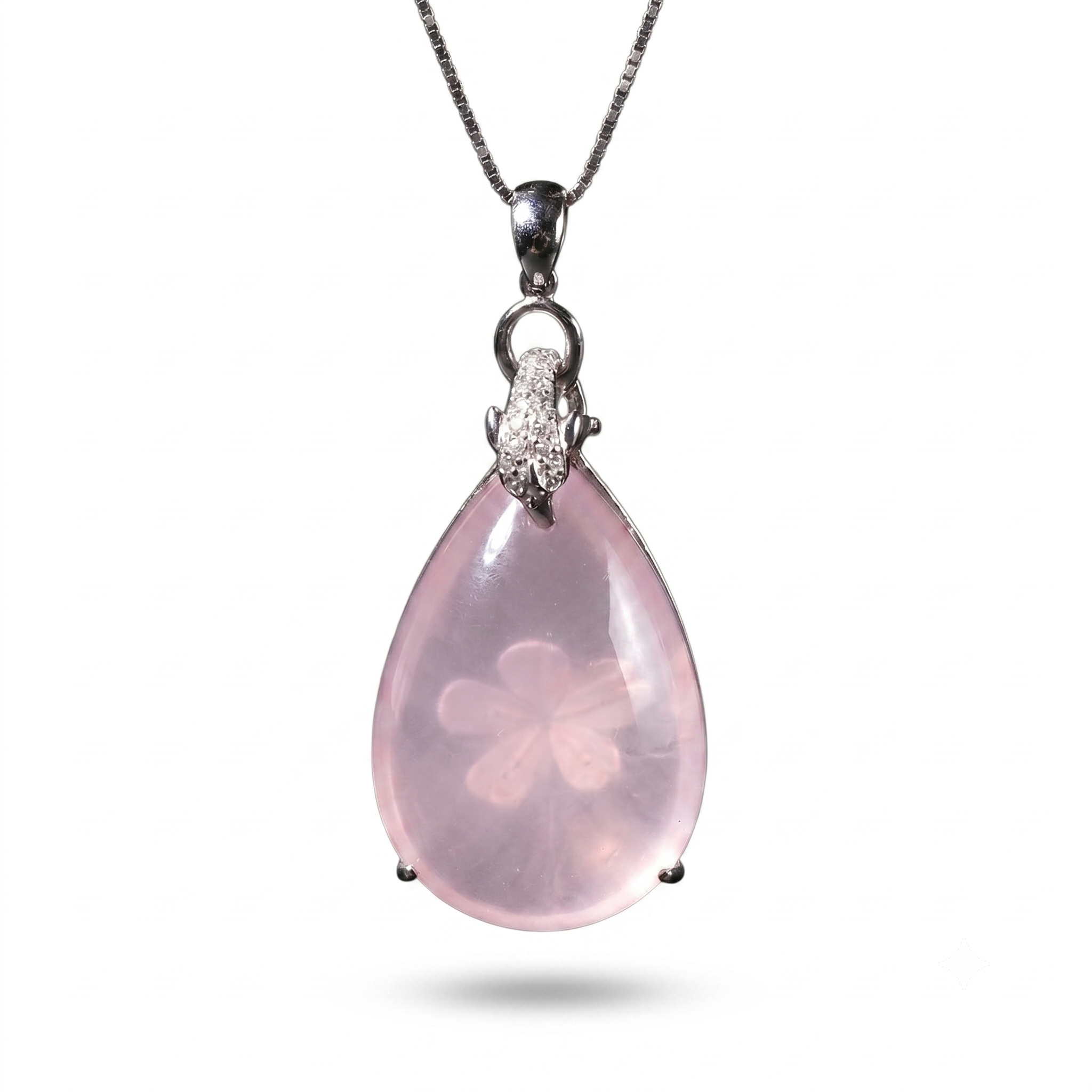 Mặt Dây Chuyền Thạch Anh Hồng Giọt Sương (Rose Quartz) — Dịu Dàng Gieo Mầm Yêu Thương