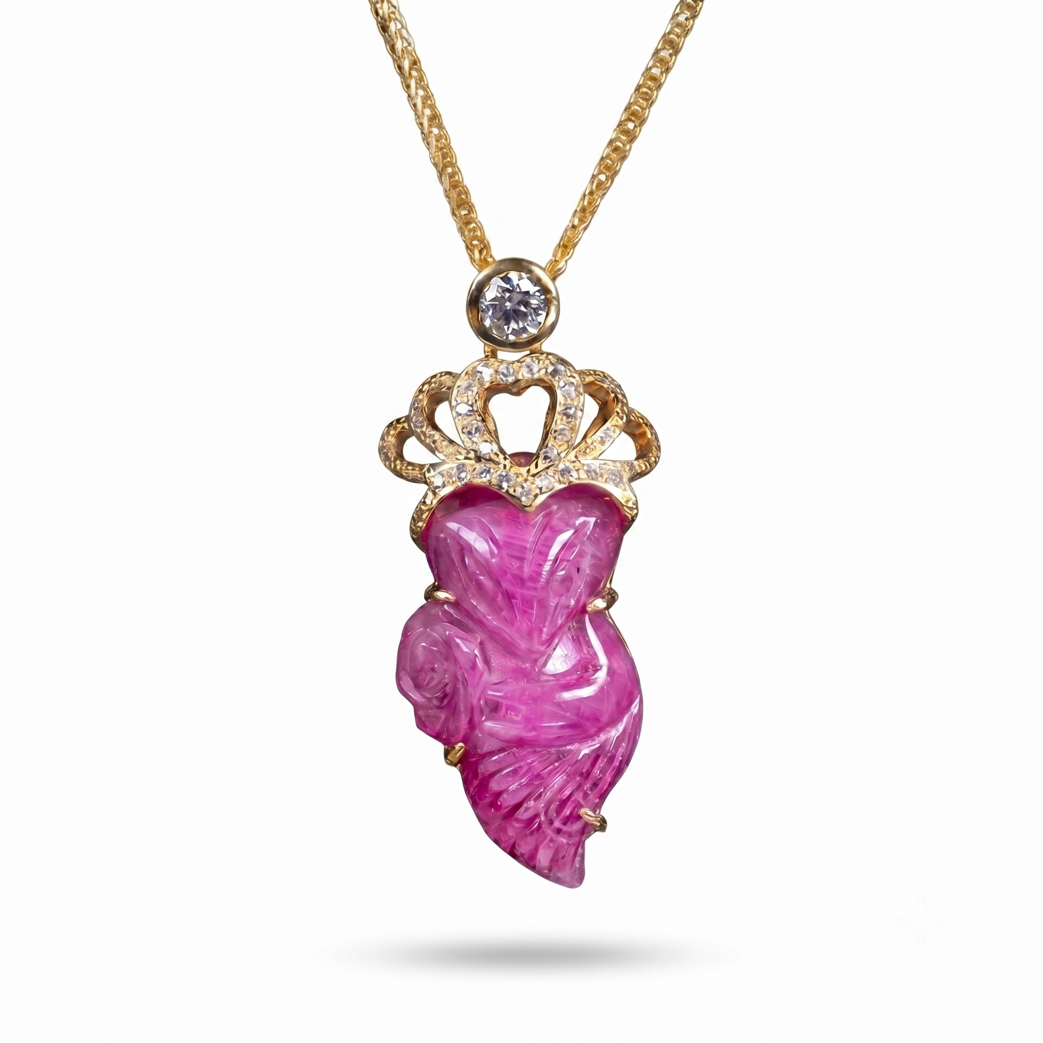 Mặt Dây Chuyền Hồ Ly Ruby Hồng (Pink Ruby) — Vương Miện Của Nhân Duyên