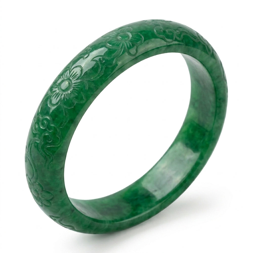 Vòng Cẩm Thạch Lục Phúc Hoa (Green Jade Bangle) — Khai Mở Tài Lộc, Dưỡng Nuôi Bình An