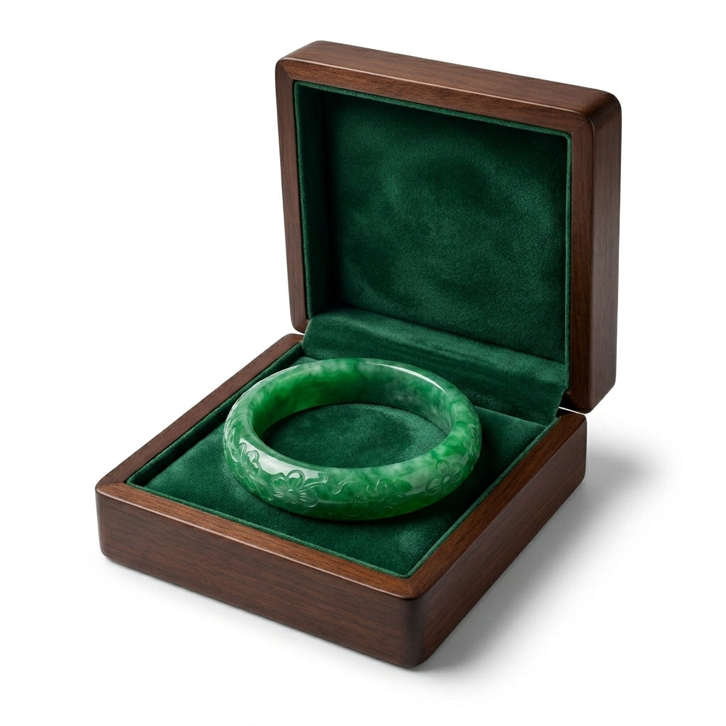 Vòng Cẩm Thạch Lục Phúc Hoa (Green Jade Bangle) — Khai Mở Tài Lộc, Dưỡng Nuôi Bình An