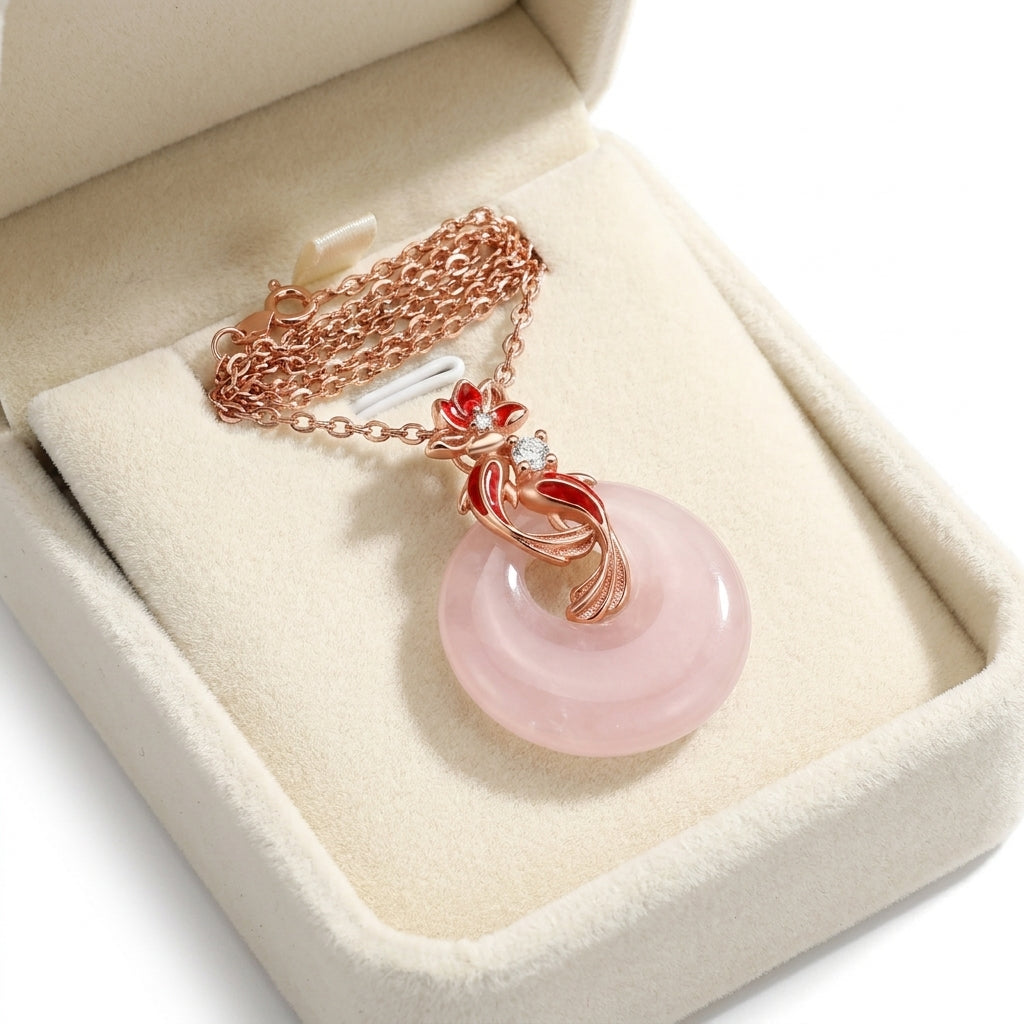 Mặt Dây Chuyền Thạch Anh Hồng Luân Tròn (Rose Quartz) — Dịu Dàng Khơi Mở Yêu Thương
