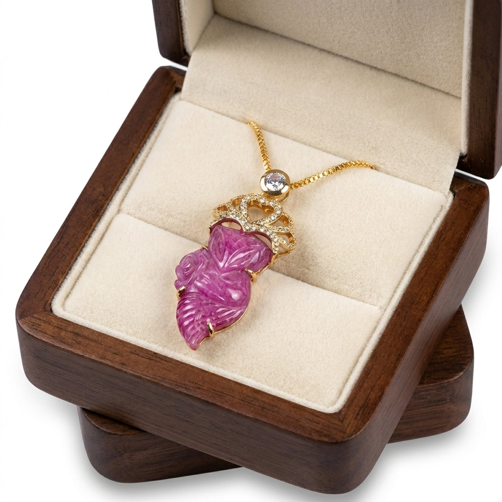 Mặt Dây Chuyền Hồ Ly Ruby Hồng (Pink Ruby) — Vương Miện Của Nhân Duyên