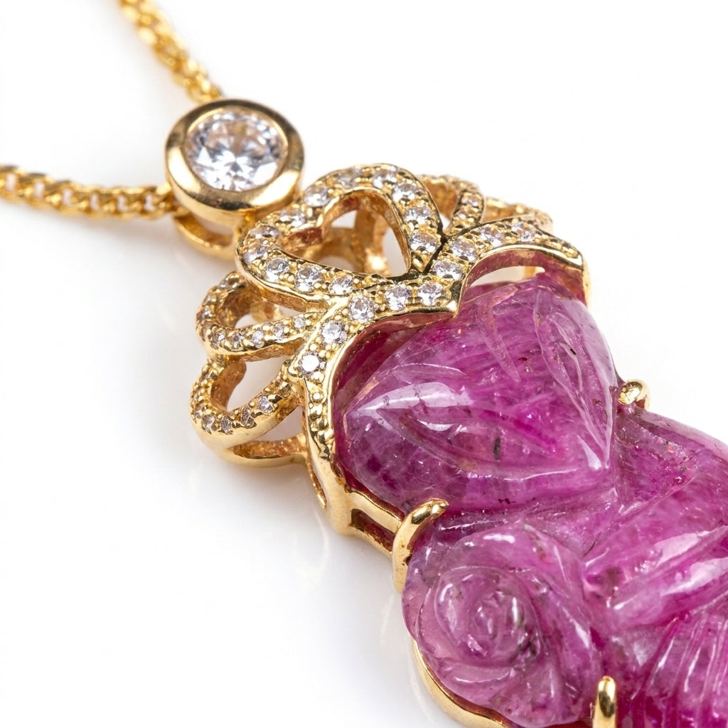 Mặt Dây Chuyền Hồ Ly Ruby Hồng (Pink Ruby) — Vương Miện Của Nhân Duyên