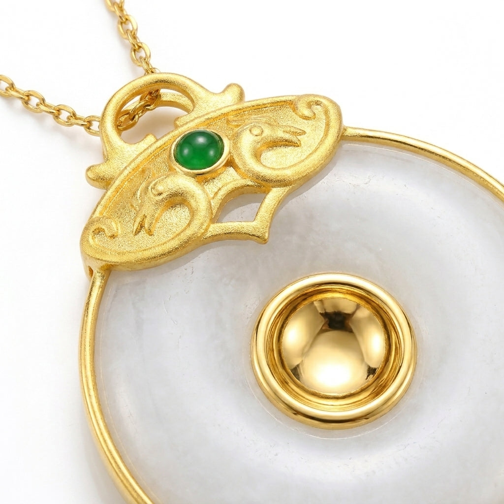 Mặt Dây Chuyền Bạch Ngọc Bình An (White Jade) — Viên Mãn Phúc Lộc Trường Tồn