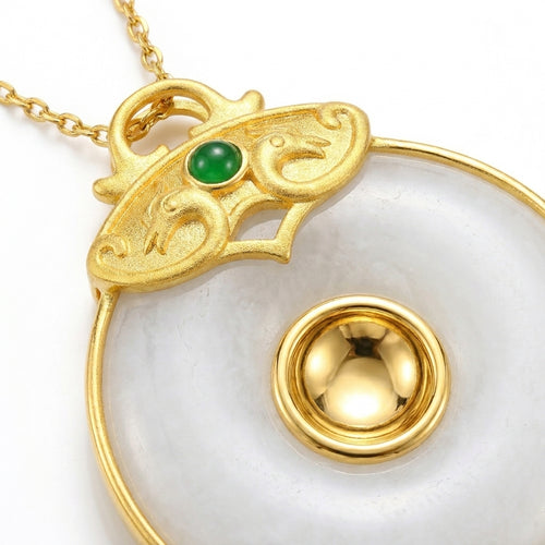 Mặt Dây Chuyền Bạch Ngọc Bình An (White Jade) — Viên Mãn Phúc Lộc Trường Tồn