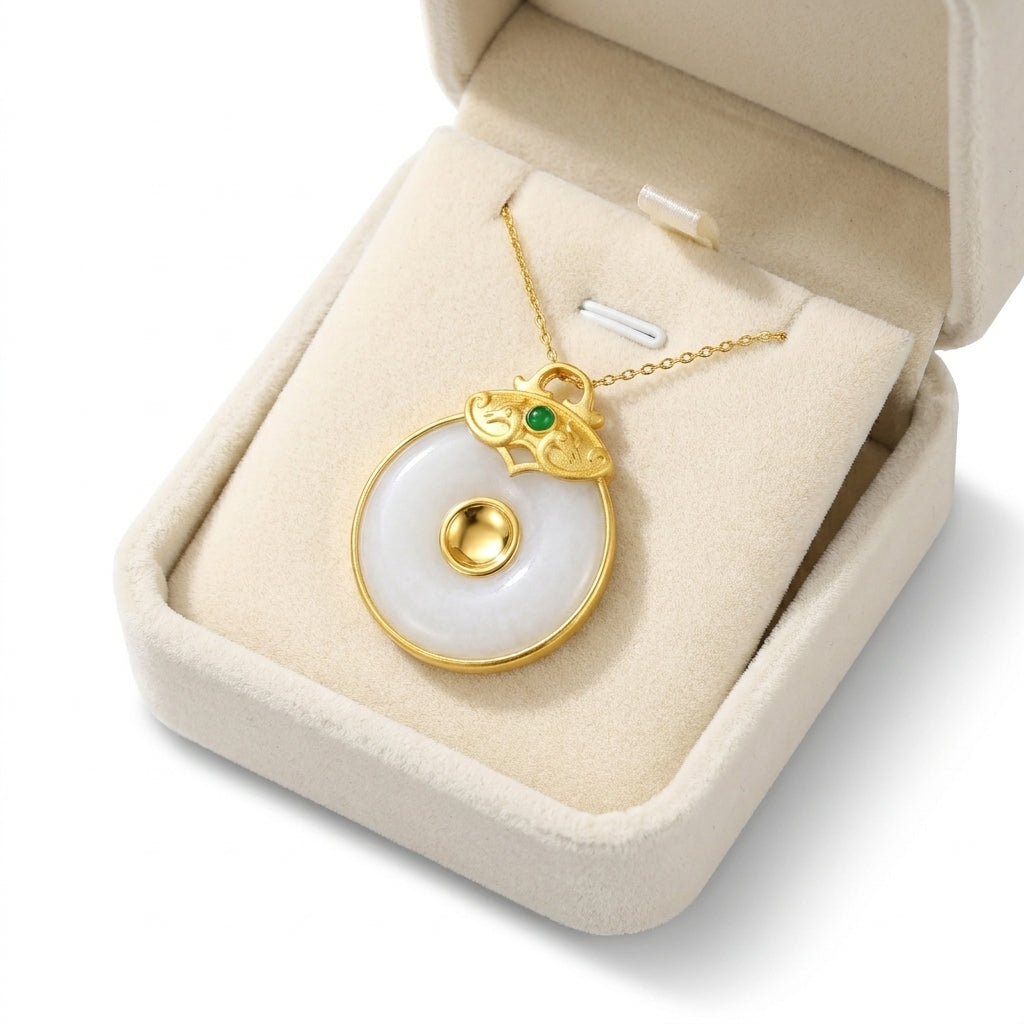 Mặt Dây Chuyền Bạch Ngọc Bình An (White Jade) — Viên Mãn Phúc Lộc Trường Tồn