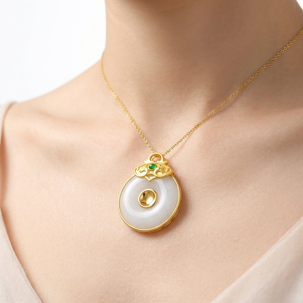 Mặt Dây Chuyền Bạch Ngọc Bình An (White Jade) — Viên Mãn Phúc Lộc Trường Tồn