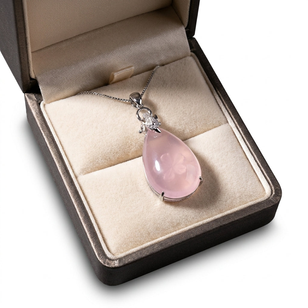 Mặt Dây Chuyền Thạch Anh Hồng Giọt Sương (Rose Quartz) — Dịu Dàng Gieo Mầm Yêu Thương