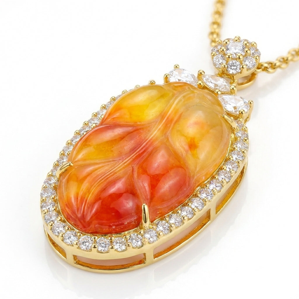 Mặt Dây Chuyền Mã Não Đỏ Hoàng Diệp (Red Agate) — Rực Sáng Tài Lộc, Khơi Nguồn Thịnh Vượng