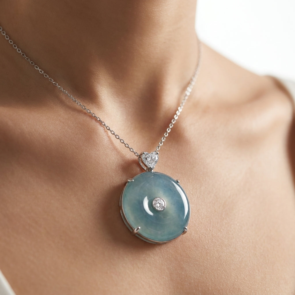 Mặt Dây Ngọc Cẩm Thạch Lam Jadeite — Viên Mãn Nguyện Từ Thiên Nhiên