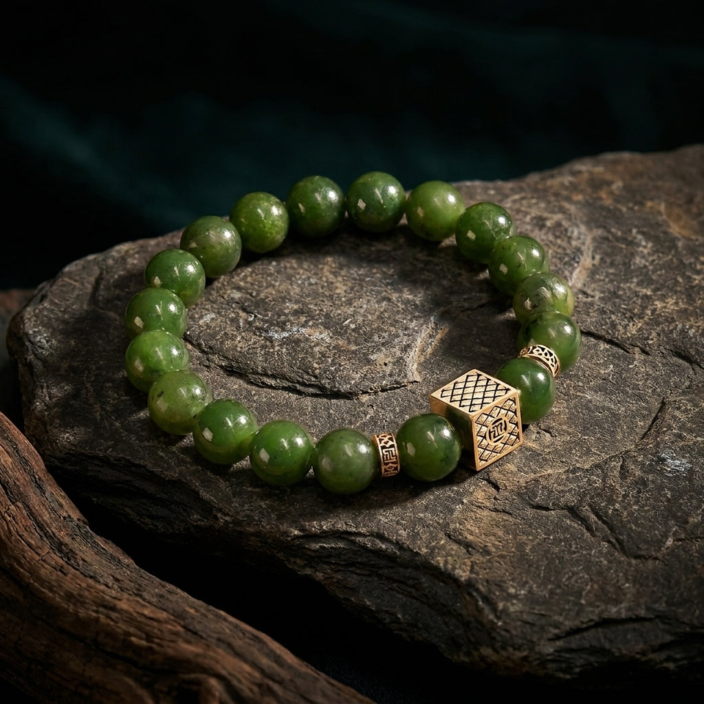 Vòng Đá Phật Ngọc Mộc Linh (Nephrite Jade) - Bình Tâm Dưỡng Khí, Vượng Phúc An Nhiên