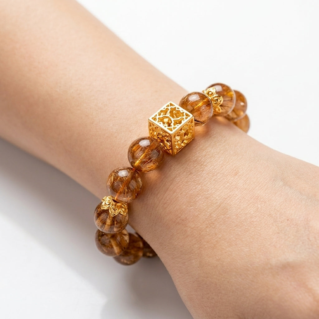 Vòng Thạch Anh Tóc Nâu (Brown Rutilated Quartz) — Vững Tâm Đón Thịnh Vượng