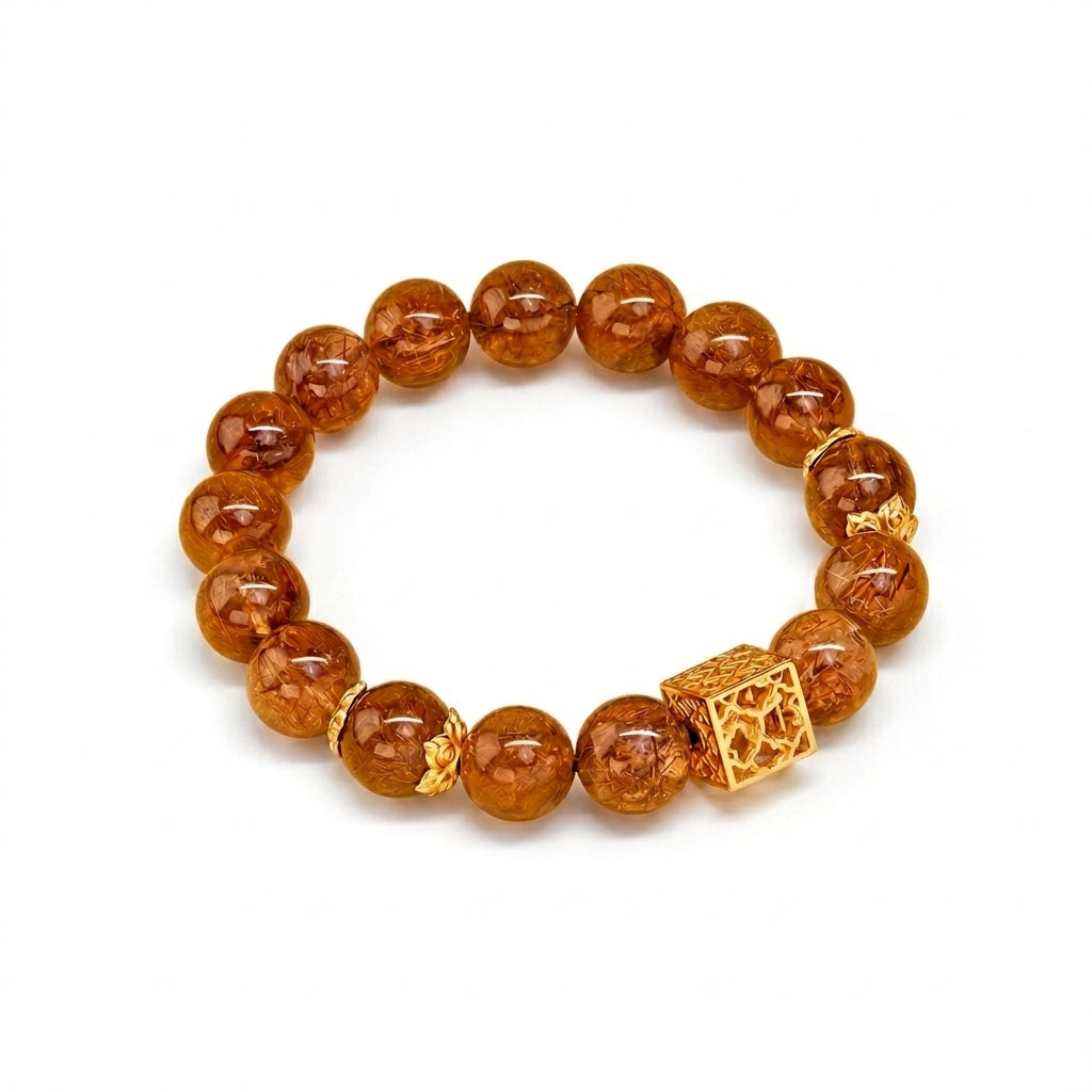 Vòng Thạch Anh Tóc Nâu (Brown Rutilated Quartz) — Vững Tâm Đón Thịnh Vượng
