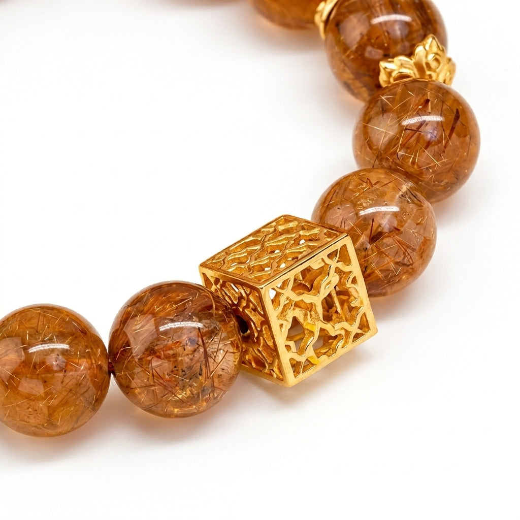 Vòng Thạch Anh Tóc Nâu (Brown Rutilated Quartz) — Vững Tâm Đón Thịnh Vượng