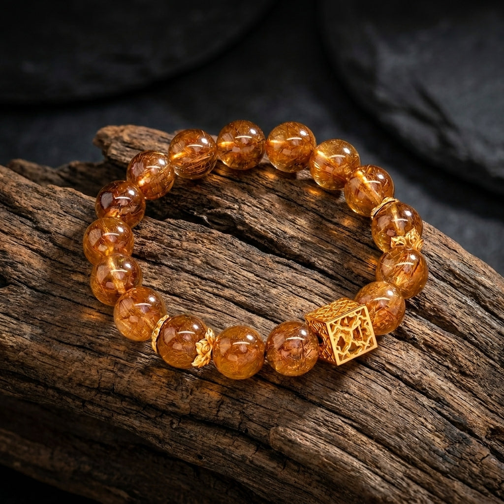 Vòng Thạch Anh Tóc Nâu (Brown Rutilated Quartz) — Vững Tâm Đón Thịnh Vượng